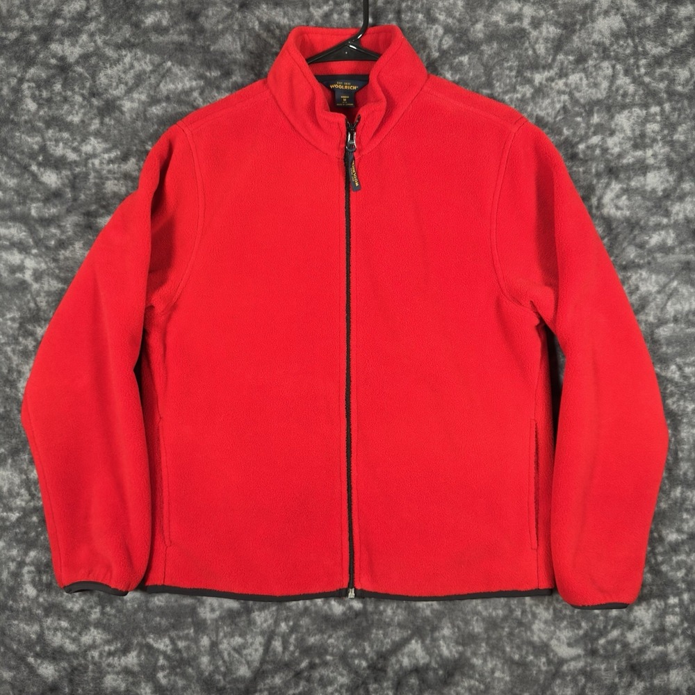Woolrich Lightweight Fleece Jacket Mens Size M Full Zip Long Sleeve Outdoor Red
